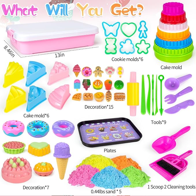 Ice Cream Sensory Bin for Girls Kids, Play Sand Art Kit - Image 2