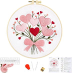 Heart Flower Embroidery Kits for Beginners Adults, Counted Cross Stitch Kits by Unknown