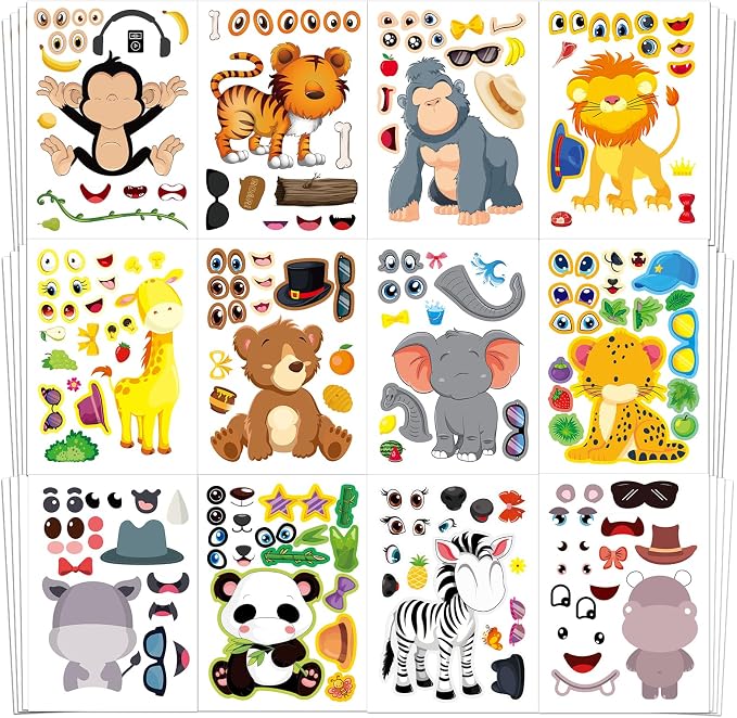 Aowplc 48 Make A Safari Animal Sticker Sheets by Aowplc