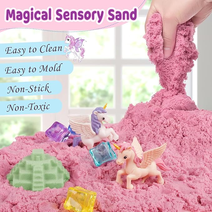 Weilim Unicorn Sensory Bin for Girls, Moldable Play Sand Kit Ages 3-8 | - Image 3