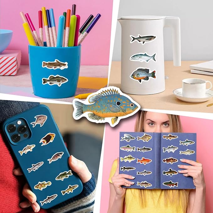 57Pcs Deep Sea Fish Stickers Waterproof Vinyl, Ocean Deepwater Fish Decals - Image 5