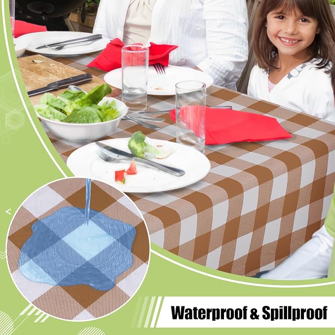 Smiry Rectangle Table Cloth, Waterproof Vinyl Tablecloth - Image 2
