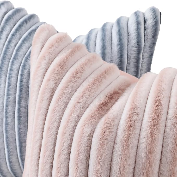 decorUhome Summer Cozy Faux Fur Throw Pillow Covers 12x20 Set of 2 Decorative - Image 2
