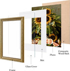 eletecpro 9x12 Vintage Picture Frame, Glass Cover, Horizontal or Vertical - Image 2