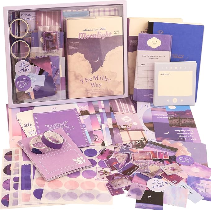 emmoolife 348 Pcs Scrapbooking Supplies Kit, Vintage Aesthetic Scrapbook Kit by emmoolife