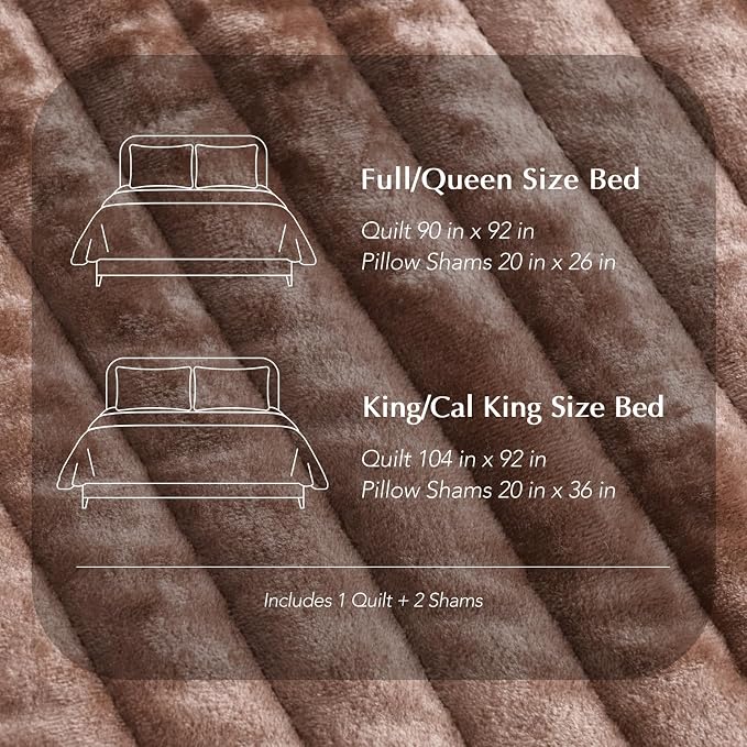 EVERGRACE Velvet Quilt Set King Size, Luxurious Soft Striped Channel Bedding Set - Image 8