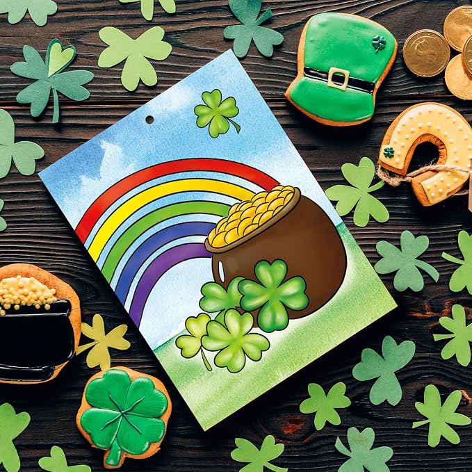 COCHIE 10 Pieces Large St. Patrick's Day Unfinished Wood Crafts to Paint - Image 7