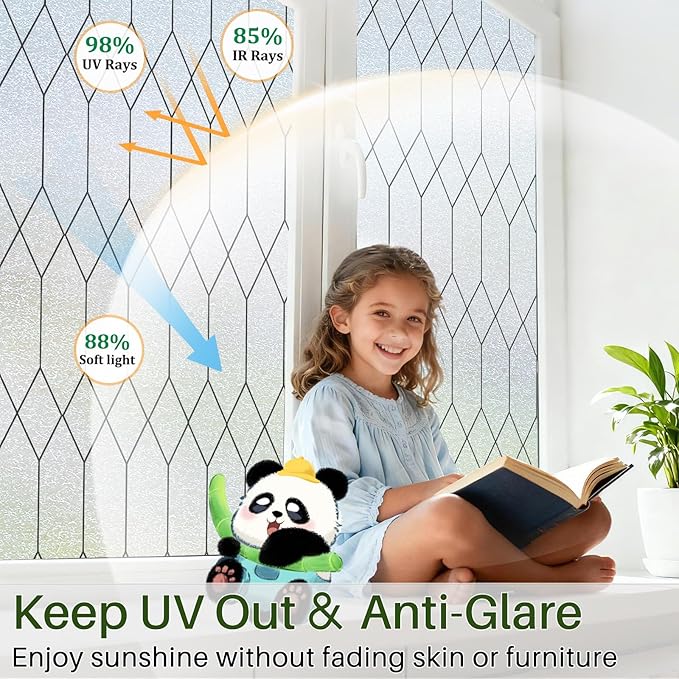 Windimiley Window Privacy Film Stained Glass Static Clings, Bathroom Frosted - Image 4