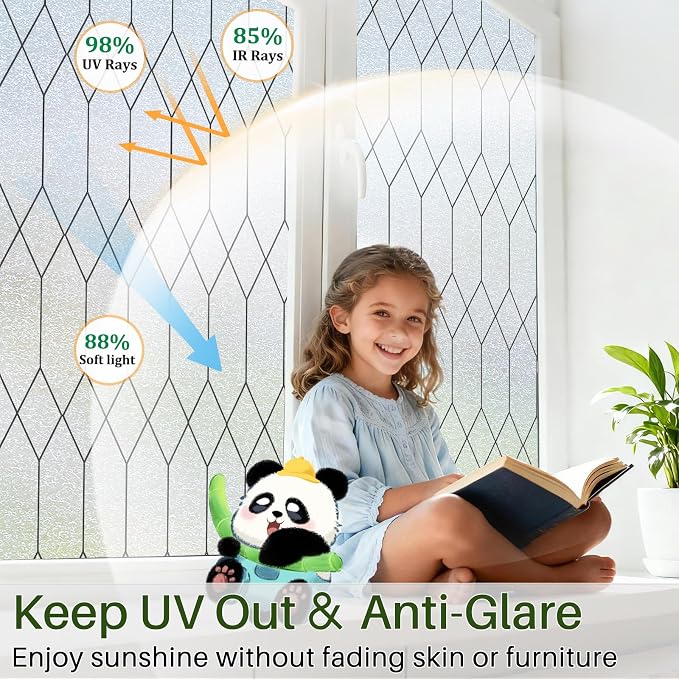 Windimiley Window Privacy Film Stained Glass Static Clings, Bathroom Frosted - Image 4