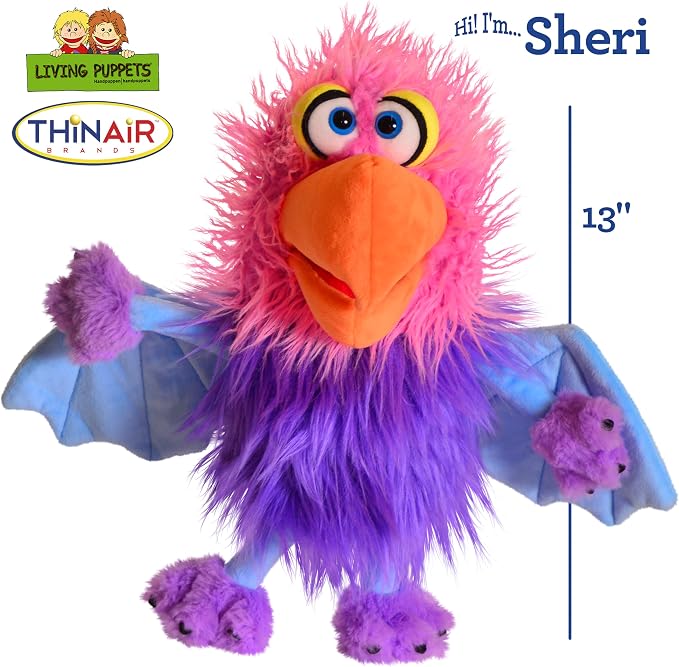 Playful Minds – Living Puppets Sheri Bird Hand Puppet – 13-Inch Colorful Plush - Image 2