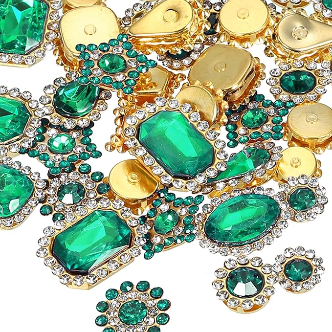 PATIKIL Sew on Rhinestones Crystals, Dark Green by PATIKIL