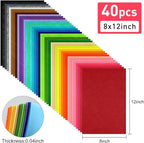 40 Pcs Soft Felt Fabric Sheet 8" x 12" Assorted Color Felt Fabric Sheets - Image 2