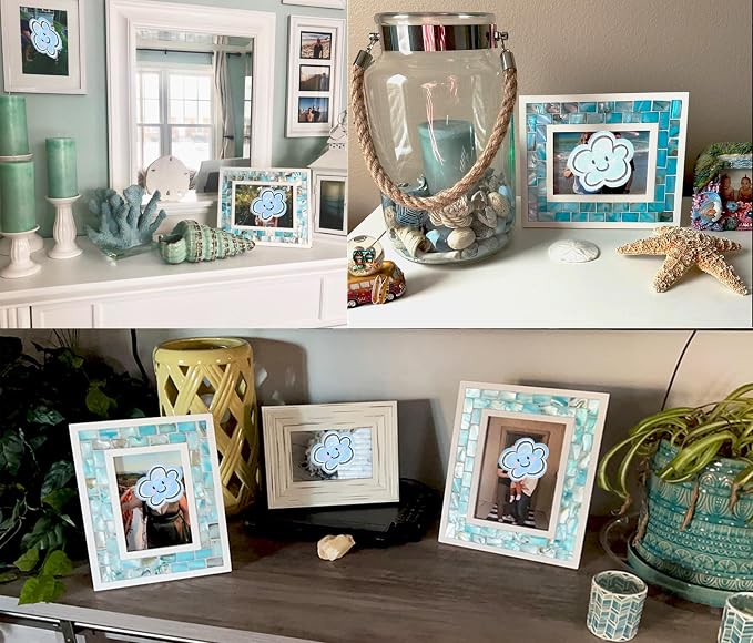 Picture Frame 5x7 Mother of Pearl Mosaic Photo Frame, Beach Tabletop or Wall - Image 8