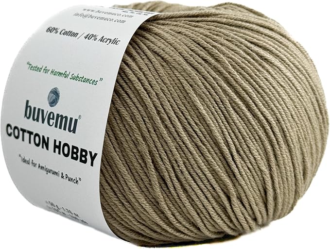 Cotton Hobby Yarn for Amigurumi Crochet & Knitting | 1.76 oz / 180 yds by buvemu