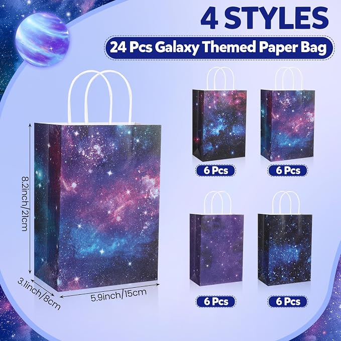 Gaillty 24 Pcs Galaxy Party Favor Bags Starry Sky Goodie Gift Bags - Image 2
