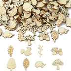 200 Pcs Unfinished Wooden Animal Plants Cutouts Squirrel Hedgehog Leaf Shapes by URURLIFEHALL