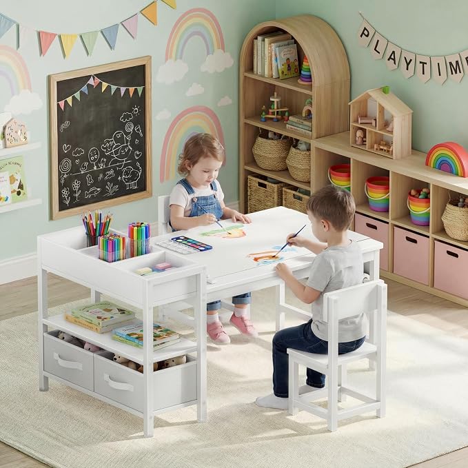 BOLUO Kids Art Table and Chair Set, Toddler Craft Table - Image 2