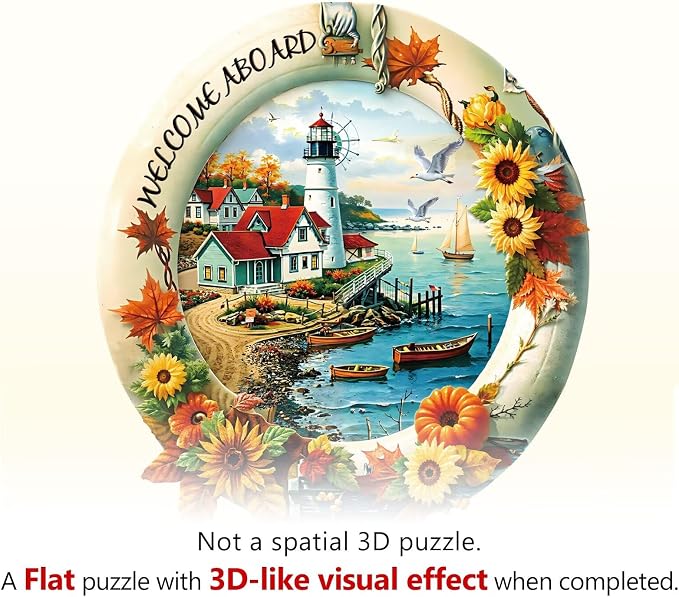 Sunflowers Puzzles Lighthouse Cottage Ocean Walkway Puzzle Adults Gifts - Image 9
