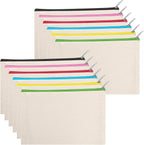 12 Pieces Cotton Canvas Makeup Bag, Blank DIY Craft Bag by Sinzip