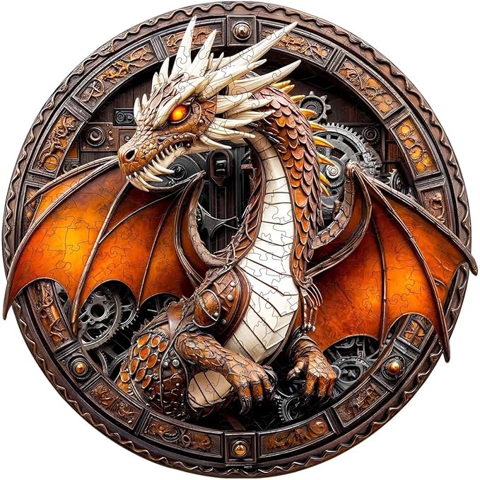 Mechanical Dragon Puzzles Fantasy Vintage Cool Steampunk Puzzle Adults Gifts by Jollitot