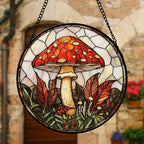 DASTOLL Stained Glass Window Hanging, Big Red Mushroom Suncatcher - Image 4