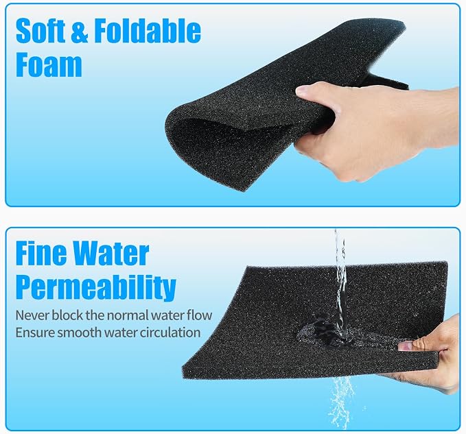 AQUANEAT 2 Pack Aquarium Bio Sponge Filter Media Pad Cut-to-Size Open Cell Foam - Image 6