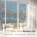 Windimiley Rainbow Window Privacy Film, 3D Stained Glass Christmas Decorative - Image 4