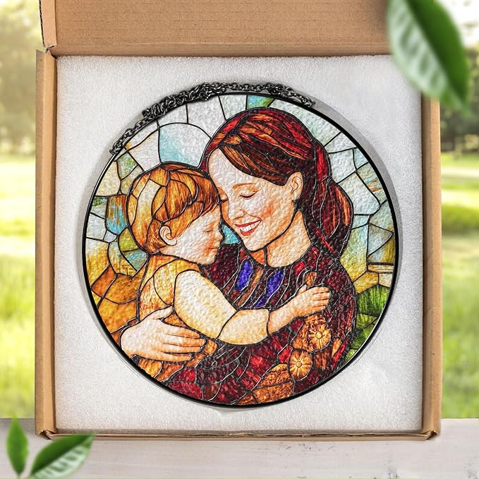 LOVELYPOD Custom Mom Faux Stained Glass Sun Catcher, Personalized Family - Image 2