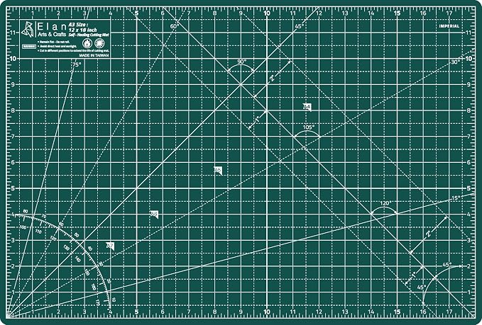 Elan Cutting Mat A3 Green, Self Healing Cutting Mat 12x18 Inch, 5-Ply Craft by Elan