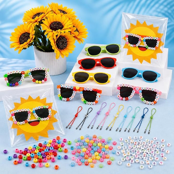 Cinrobiye 24 Set DIY Sunglasses Kit, Color Your Own Sunglasses Craft Activity - Image 3