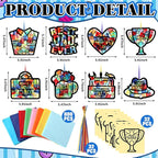 Eersida 32 Pcs Fathers Day Suncatchers Paper Craft Set DIY Flower Shaped - Image 3
