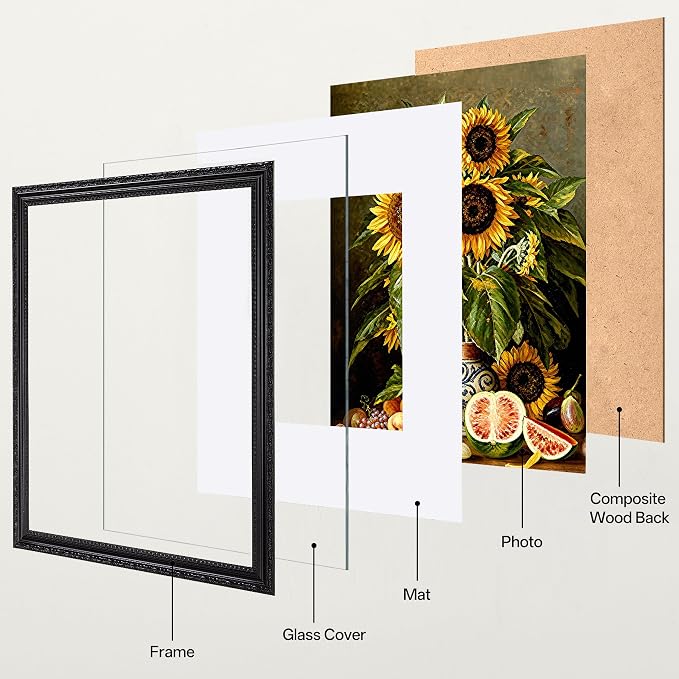 eletecpro 12x16 Vintage Picture Frame, Glass Cover, Horizontal or Vertical - Image 2