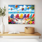 500 Piece Jigsaw Puzzle for Adults – Colorful Beach Chairs and Hot Air Balloons - Image 7