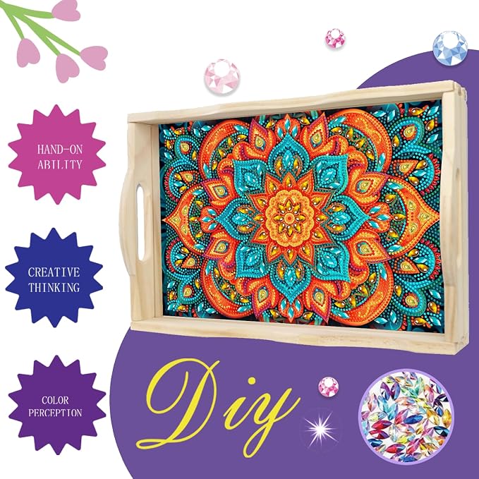 EWJRNSF Diamond Art Kits for Adults Wooden Serving Trays - Image 4