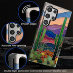 for Samsung Galaxy S23 Ultra Case, Stained Glass Cactus Pattern Glossy 2 in 1 - Image 4