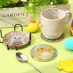 UPINS 8 Pieces Easter Diamond Art Coasters, Bunnies Diamond Art Coaster - Image 4