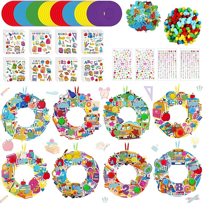 Hollowfly 48 Sets Back to School Craft Kits DIY Wreath Hanging Ornaments Decor by Hollowfly