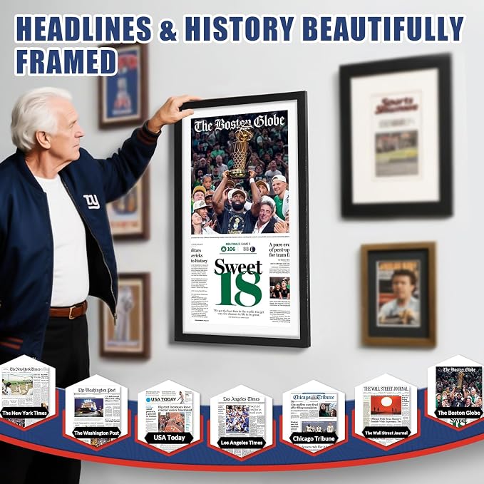 JupDec 11 × 22 Up to 13 × 24 Newspaper Frame, Premium Wood Display Case - Image 5
