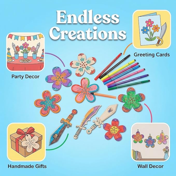 Le Shang 12 PCS Unfinished Wood Crafts, Spring Crafts - Image 4