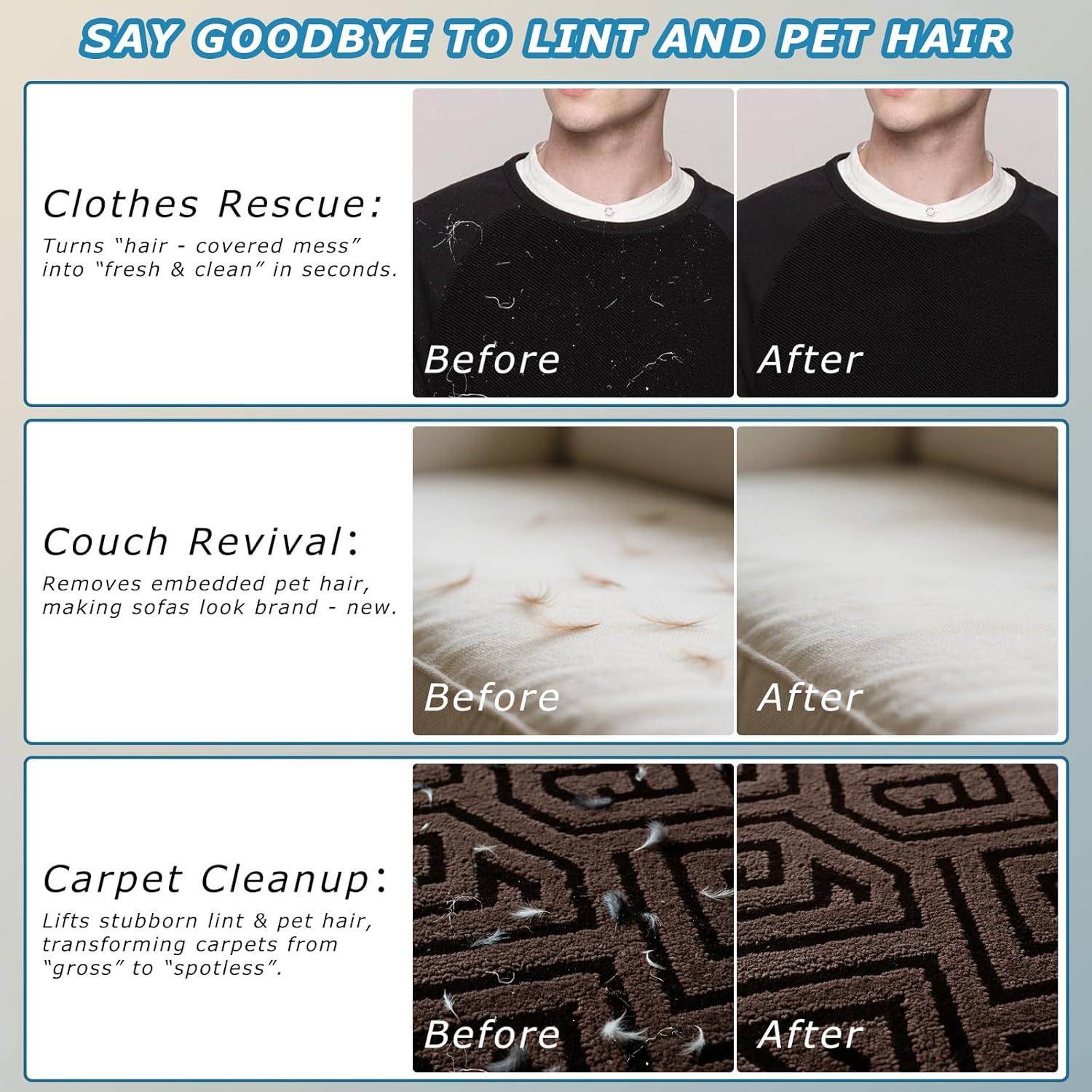 1-Pack Pet Hair Removal Glove for Dogs and Cats, Electrostatic Reusable Grooming Glove for Furniture, Couch, Carpet, Car Seat and Clothing