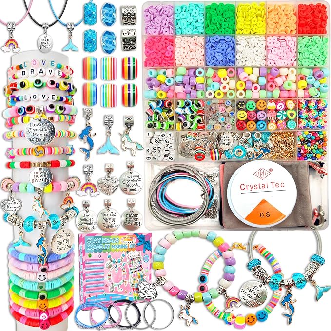 leitait Girls Toys Bracelet Making Kit -3400pcs Charm Jewelry Making Kit by leitait
