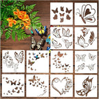 12 Pieces Butterfly Stencil Reusable Flying Butterfly Template Plastic Nature by Huahui