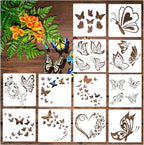 12 Pieces Butterfly Stencil Reusable Flying Butterfly Template Plastic Nature - Image 9