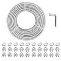 1/8" Wire Rope Kit, 100 Ft PVC Coated Steel Cable Guide Wire Tensioner Strainer Kit w/ 7×7 Strand Core Steel Wire for String Light Hanging Kit/Decking & Stair Railings/Shade Sails/Clothes Line