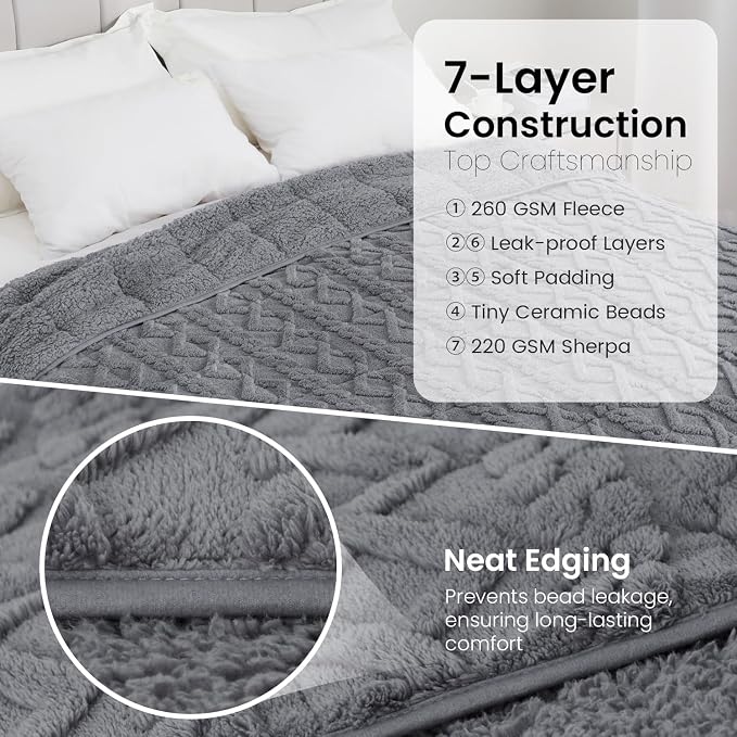Weighted Blanket for Adults Twin Size 15 lbs, Dual Sided Soft Fuzzy Jacquard - Image 6
