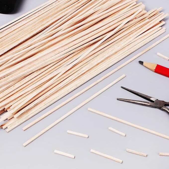 Yulejo 150 Pieces Balsa Wood Sticks 1/8 x 1/8 x 12 Inch Hardwood Square Dowels - Image 7