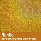 Renfio Holographic Ultra Fine Glitter Powder Metallic Resin Glitter 2.11 Oz PET - Image 2