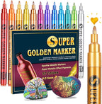 SAKEYR Super Golden Metallic Paint Markers, 12 Colors Sparkle Metallic Glitter by SAKEYR