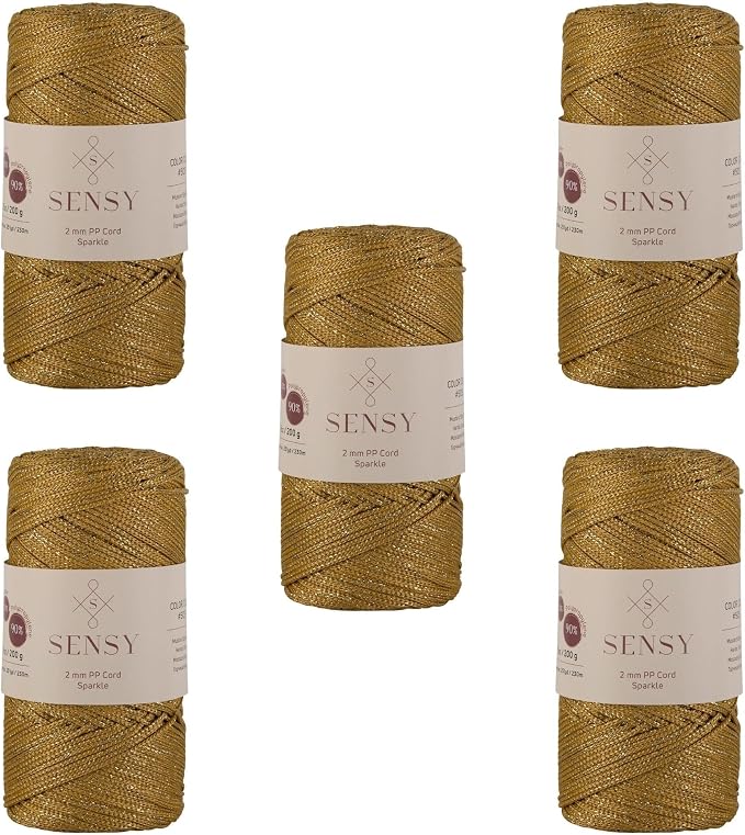 5 Skeins of Sensy Premium 2mm 251 Yards Sparkle Polyester Rope 90% by SSENSY