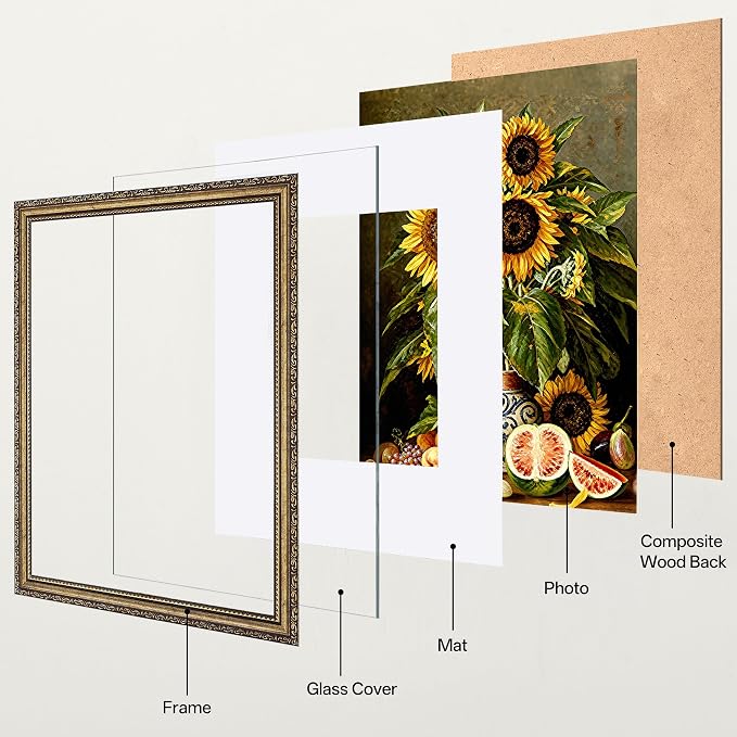 eletecpro 12x16 Vintage Picture Frame, Glass Cover, Bronze Gold, Horizontal or - Image 2